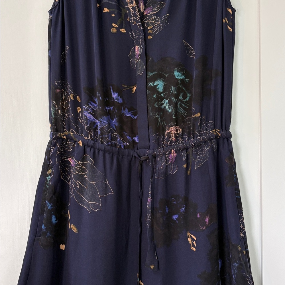 Silk sleeveless floral multicolored summer resort breezy dress sz XS